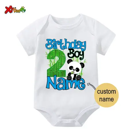 아기 Bodysuit 맞춤 Onesie 첫 번째 팬더 생일 파티 셔츠 일치하는 복장 1st 맞춤 이름 유아 셔츠 아기 Jumpsuit