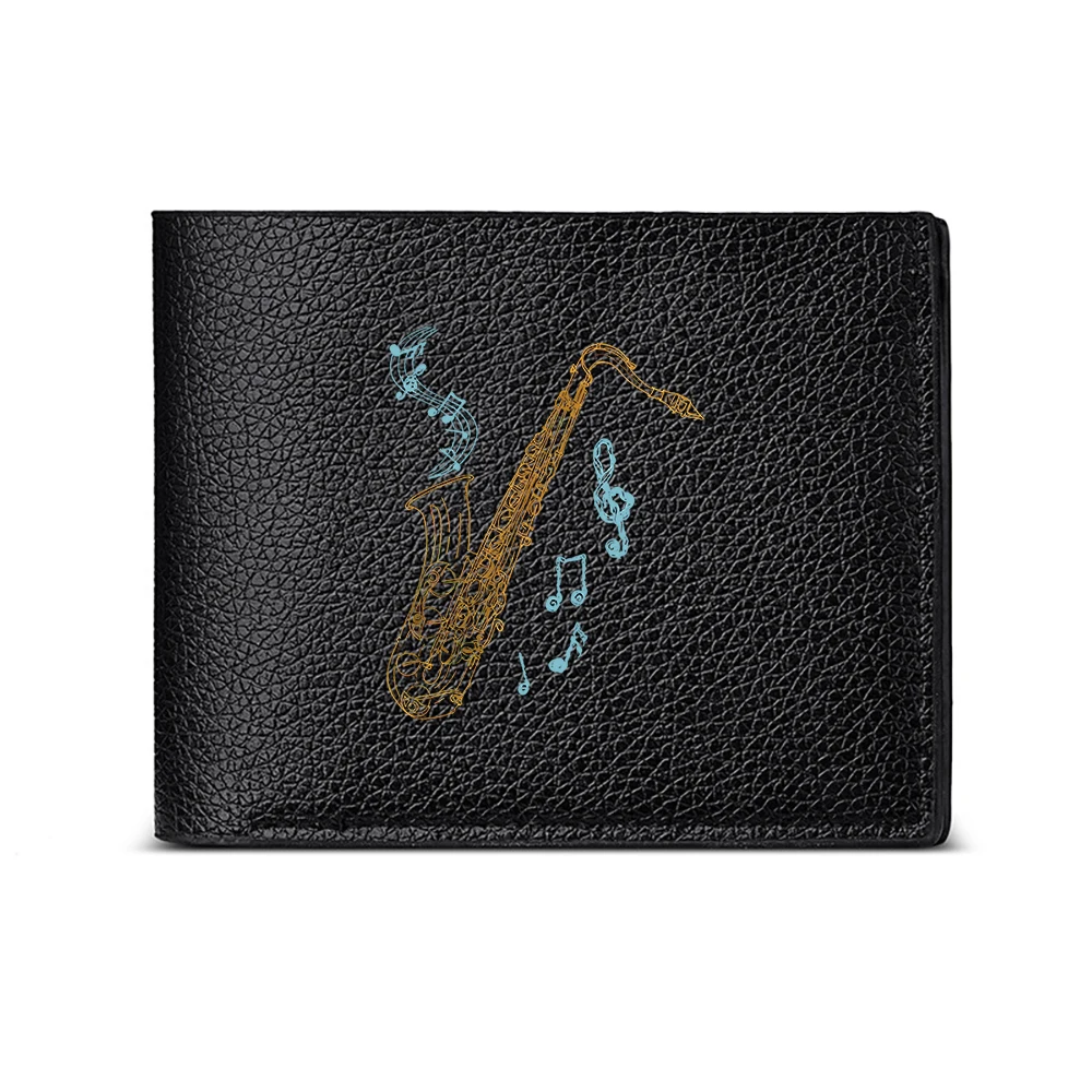 Saxophone Music Notes Design Men's Wallet Card Holder Casual Business Fashion Accessory