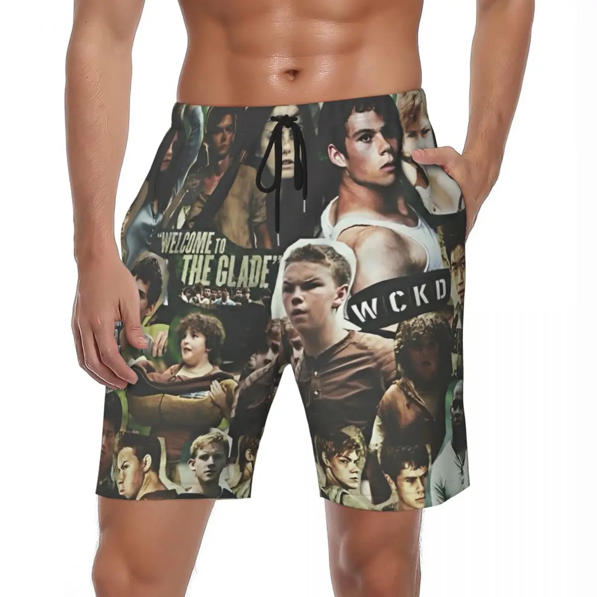 

Шорты для бега по лабиринту, летние модные пляжные шорты для американского кино, мужские быстросохнущие пляжные шорты для бега на заказ, сделанные своими руками