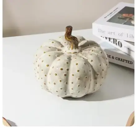 Ceramic Pumpkin Ornament Handmade Pumpkin Easter Porcelain Handicraft Simulation Plant Sculpture Ornaments Home Decoration