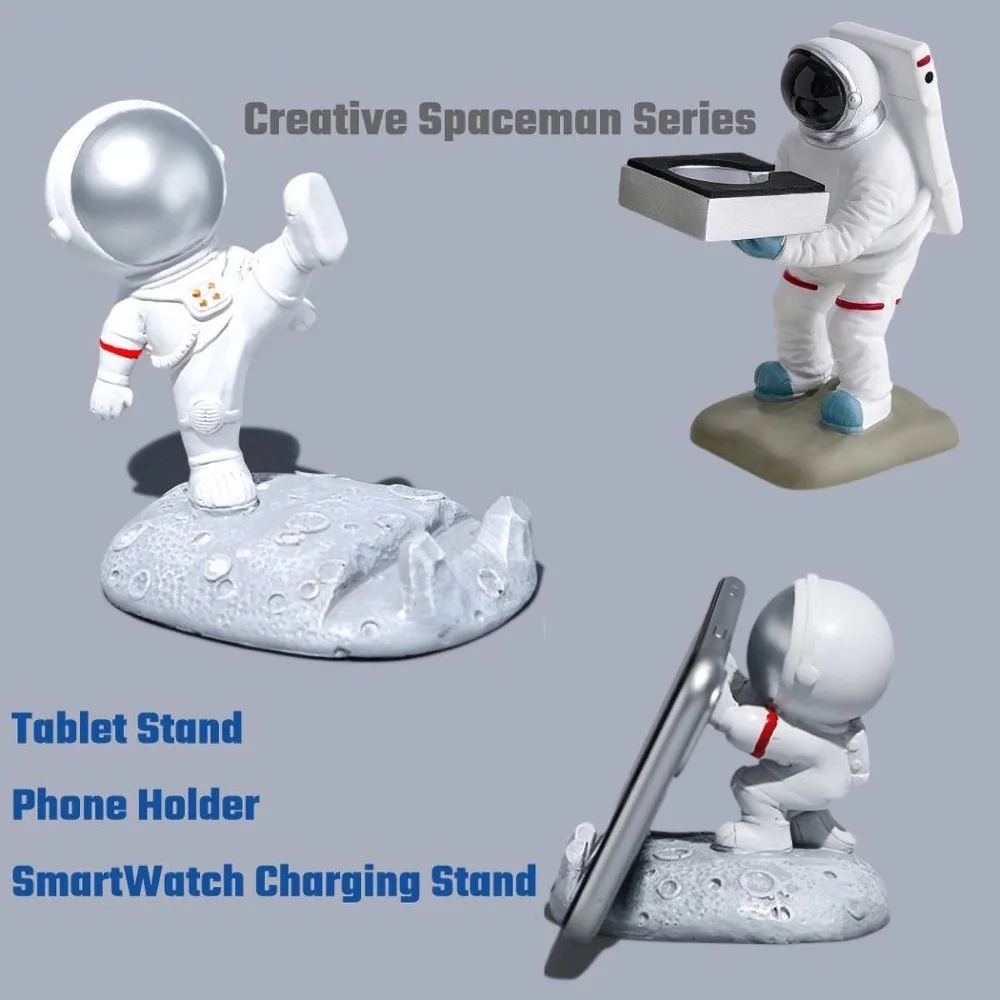 Astronaut Mobile Phone Stand Holder Space man Sculpture Desk Decoration Smartphone Bracket Home Ornaments (gold/silver)Toys Gift