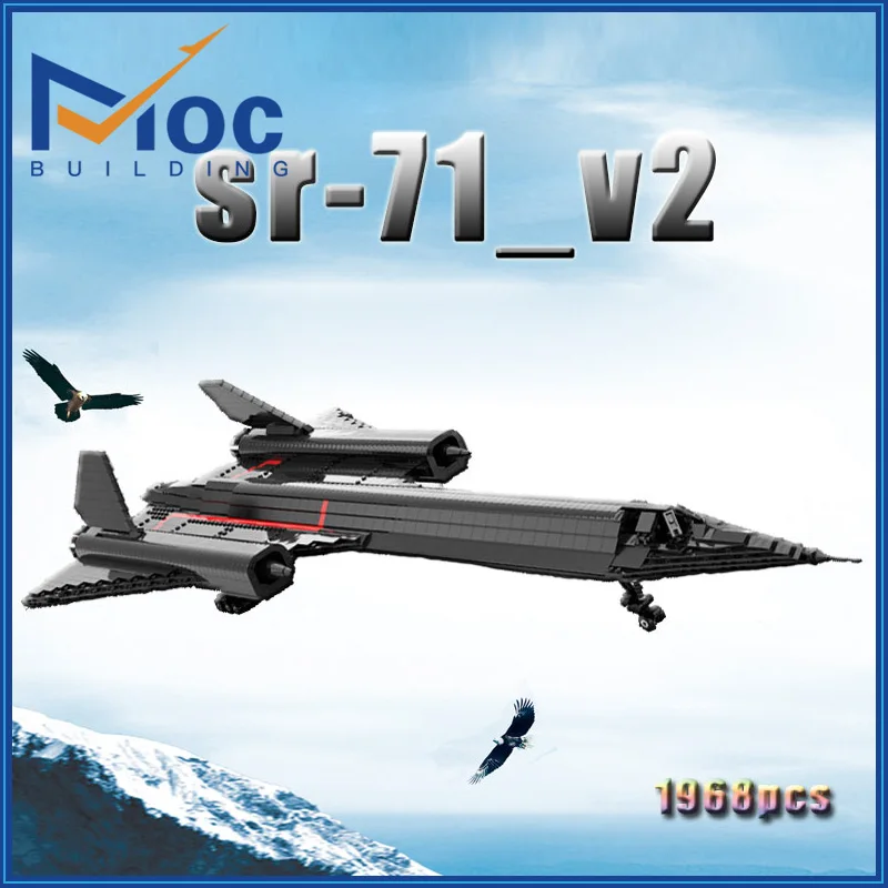 MOC Building Blocks Fighter Block Models Sr-71_v2 Military Fighter Diy Children's Toys