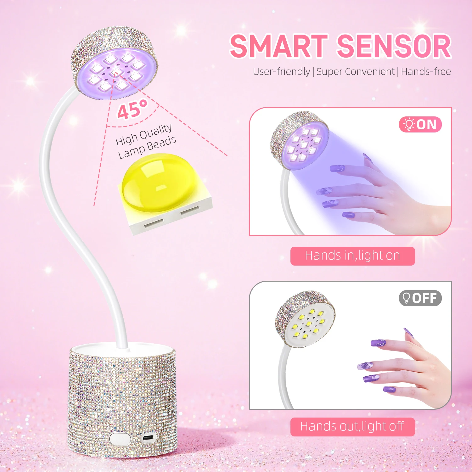 Oplaadbare draadloze UV LED-nagellamp Draagbare mini-gellakdroger met flexibele zwanenhals voor snel uithardende gelnagels Salon