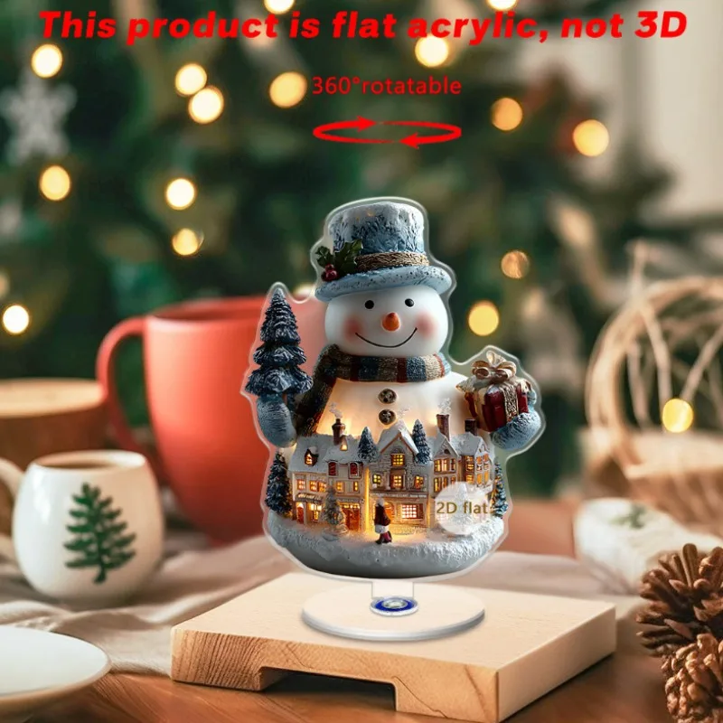 

2025 Xmas Desktop Ornaments: Merry Christmas Carousel 2D Acrylic Scene – Ferris Wheel Festival Decor for Home & Party