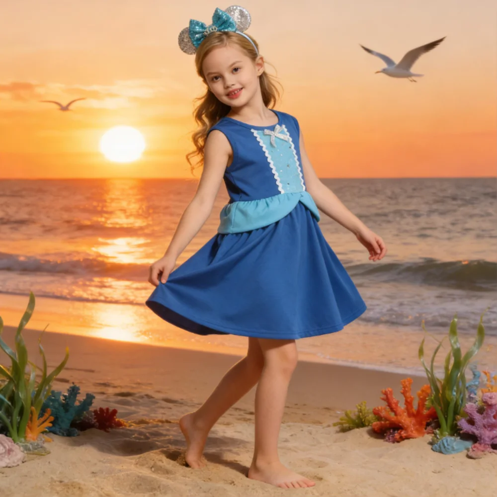 

Summer Girls Cotton Daily 2-8Y Dresses Cosplay Costume Princess Dress Casual Patchworks Sleeveless Toddler Soft Costumes Dress
