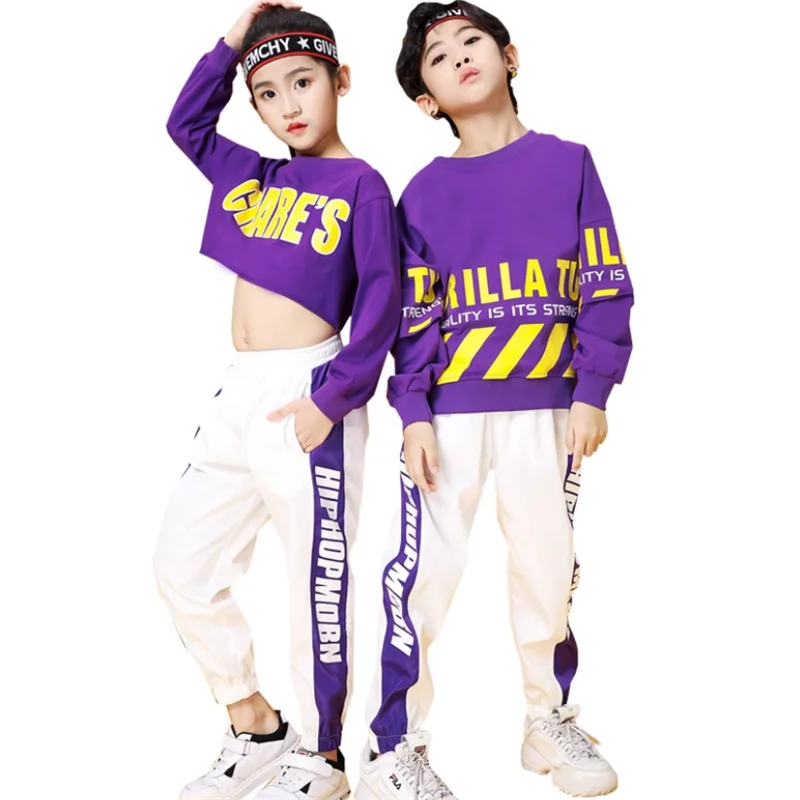 Mädchen Hip Hop Crop Top Kleidung setzt Kinder Sweatshirt Jogger Kind Streetwear Street Dance Hose Outfits Teen Jazz Bühne Kostüme