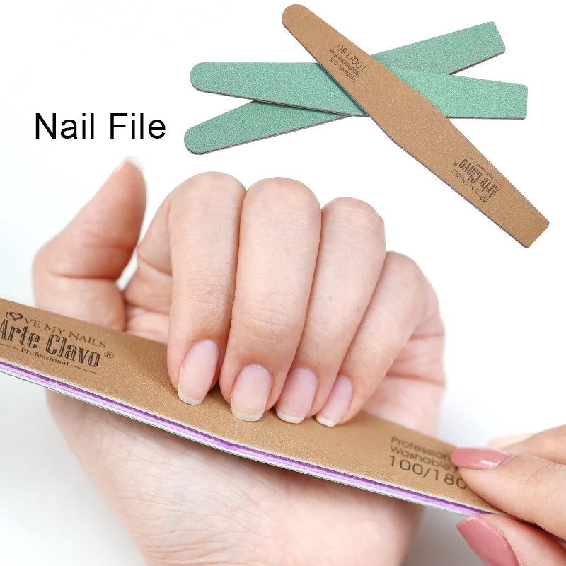 Arte Clavo Nail Art Sponge Sand Strip 3pcs/Set Professional Manicure Bar Fine Round Surface Side Durable Use For Polishing Tool