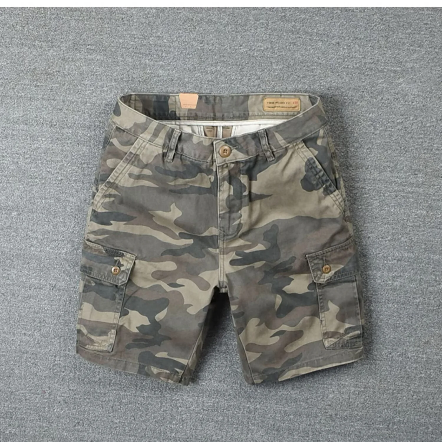 2026 New Summer Men High-end American Retro Camouflage Shorts Heavyweight Japanese Straight Leg 5-Pocket Capri Pants Amekaji Cas