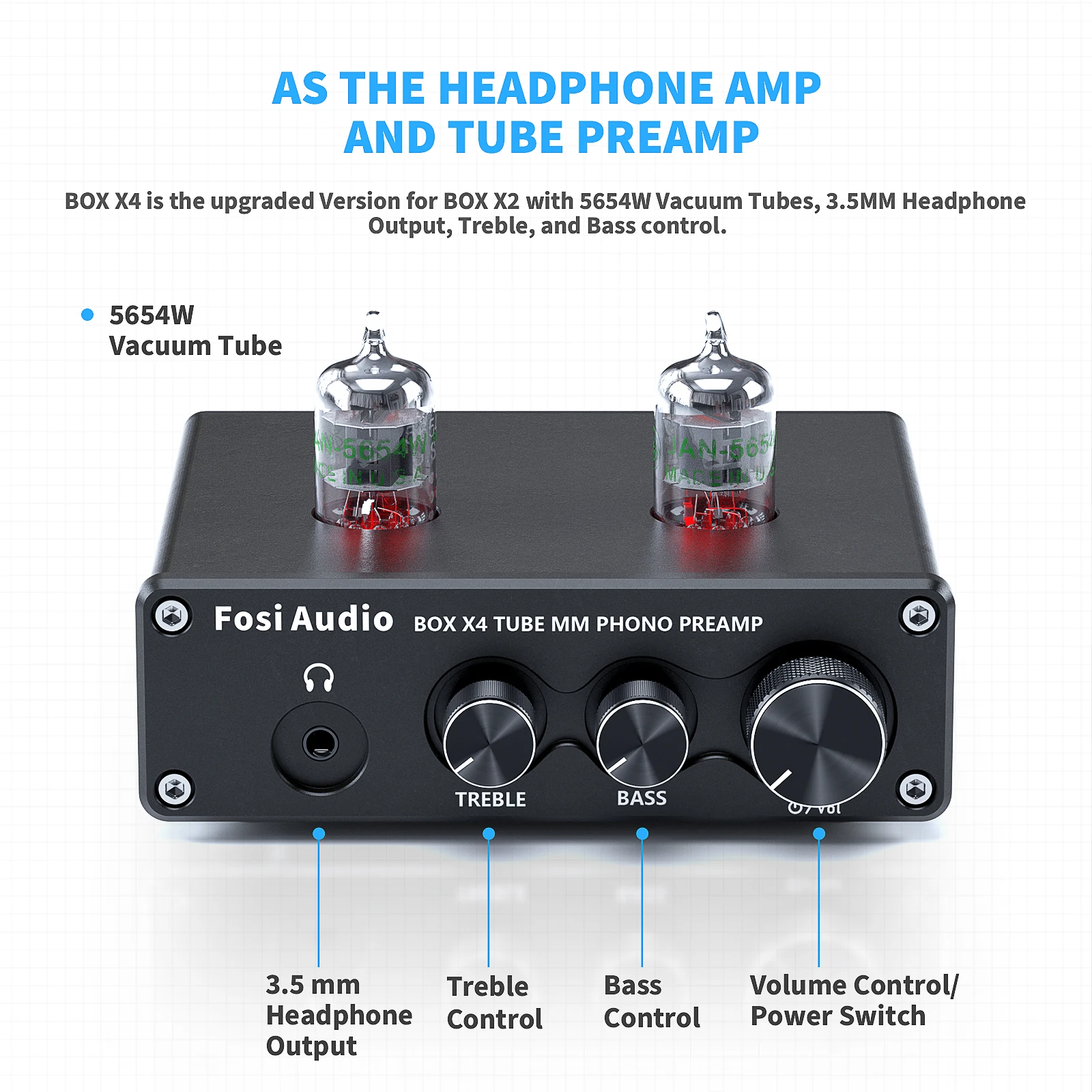 Imagem -02 - Foci Audio Phono Preamp para Turntable Pré-amplificador com 5654w Vacuum Tube Amplificador Hifi Box x4