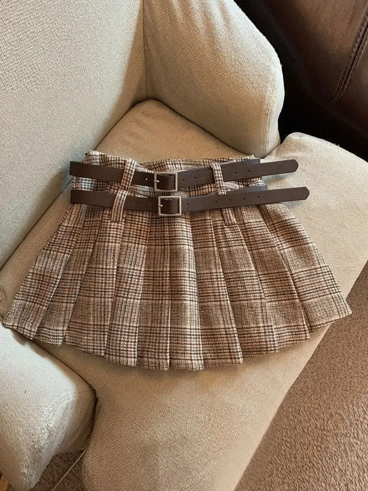 Y2K Pleated Skirt Korean Fashion Vintage Stripe Low Waist Mini Skirt Gyaru Low Rise Micro Skirt Summer Outfits for Women 2024