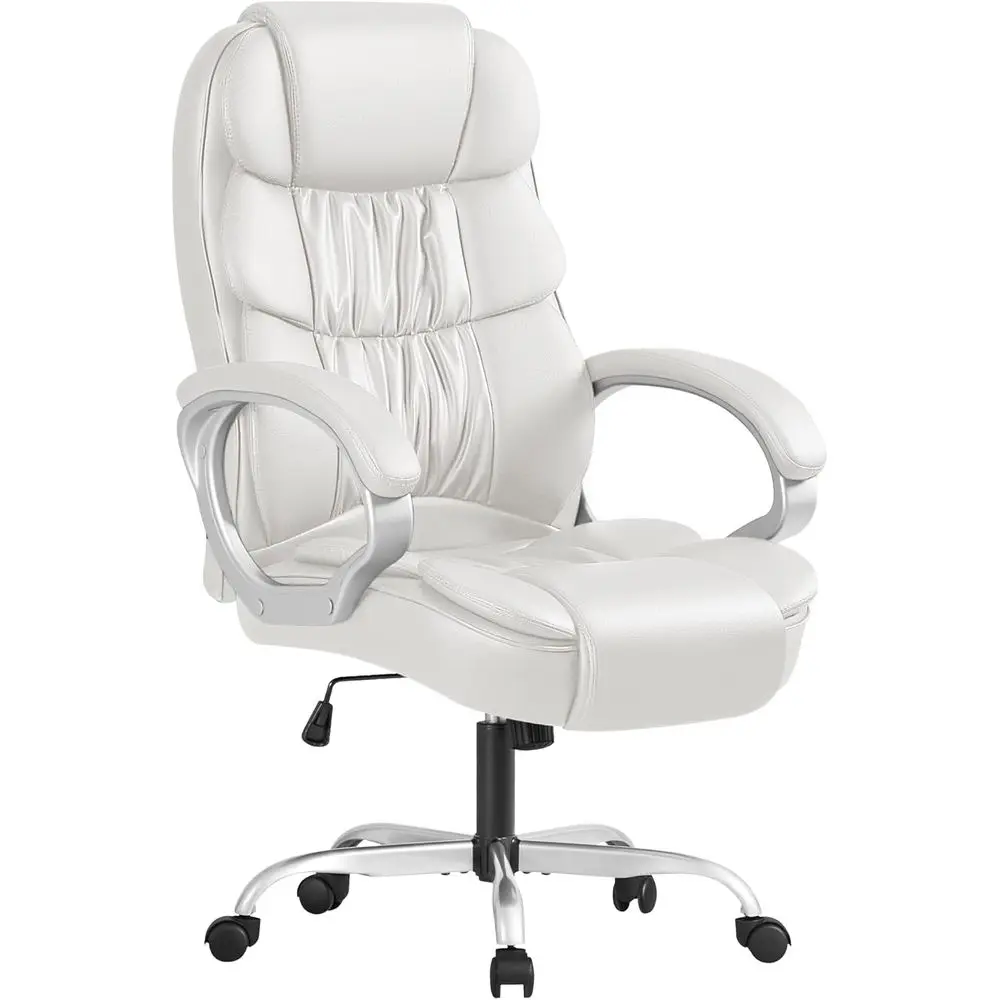

Ergonomic High Back Swivel Office Chair with Lumbar Support and Cushioned Arms (White)