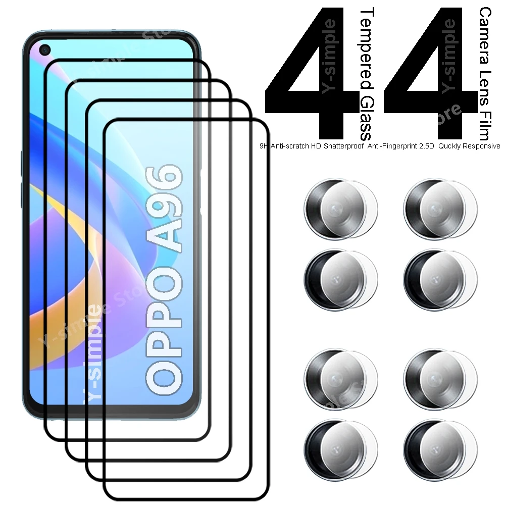 4+4 Phone Glass For OPPO A96 6.59 inches Screen Protector Full Coverage Soft Camera Lens film Tempered Glass