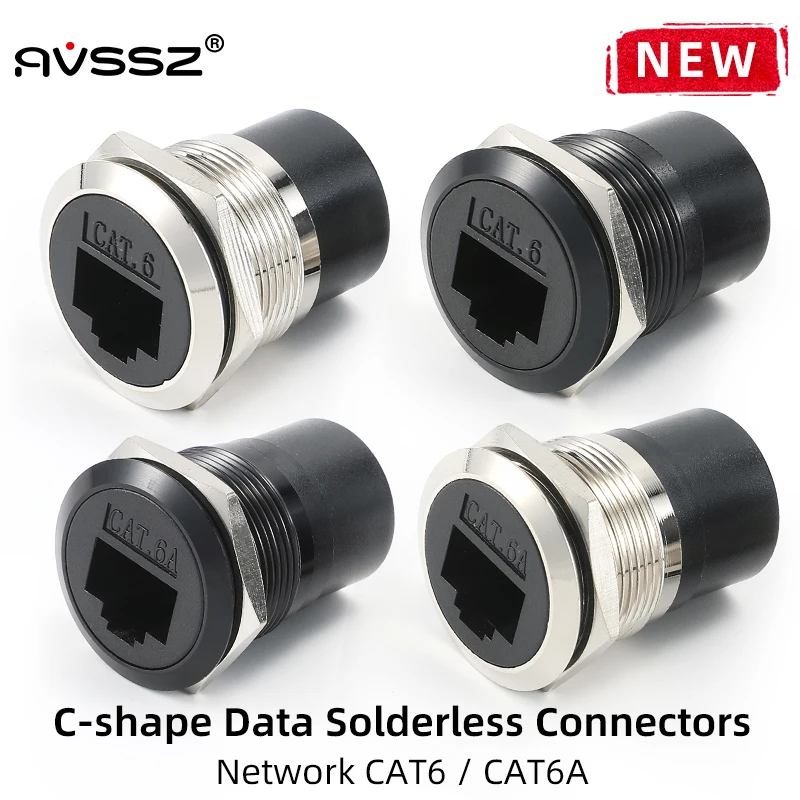 AVSSZ CAT6A CAT6 RJ45 Network Cable Connectors Metal Data Signal Adapter Computer Data Module Mounting Size 22m