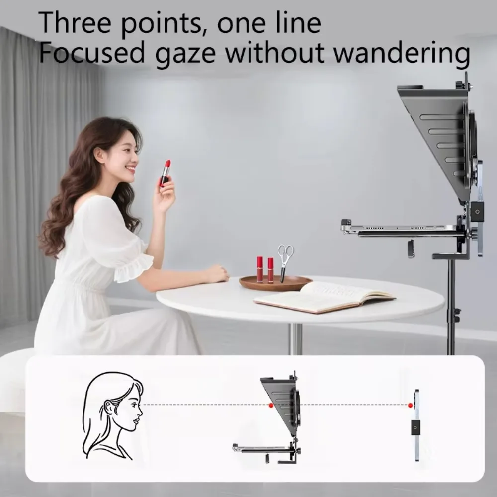 Portable T24 Teleprompter Wide Screen Dual Hot Shoe For Phone Tablet Tripod Light Stand Live Streaming Video Shoot And Recording - view 4