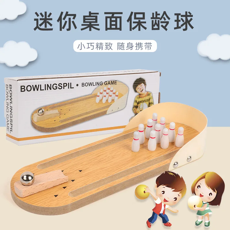 

Children's Toys Puzzle Parent-child Interactive Mini Version Bowling Wooden Small Toys Holiday Birthday Gift Toys