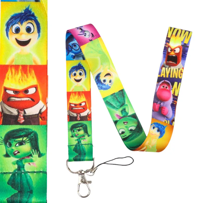 Disney Cartoon Movie Inside Out2 Neck Strap Sadness Figure for Lanyard Key Chain Decoration Hangings for Children Birthday Gifts