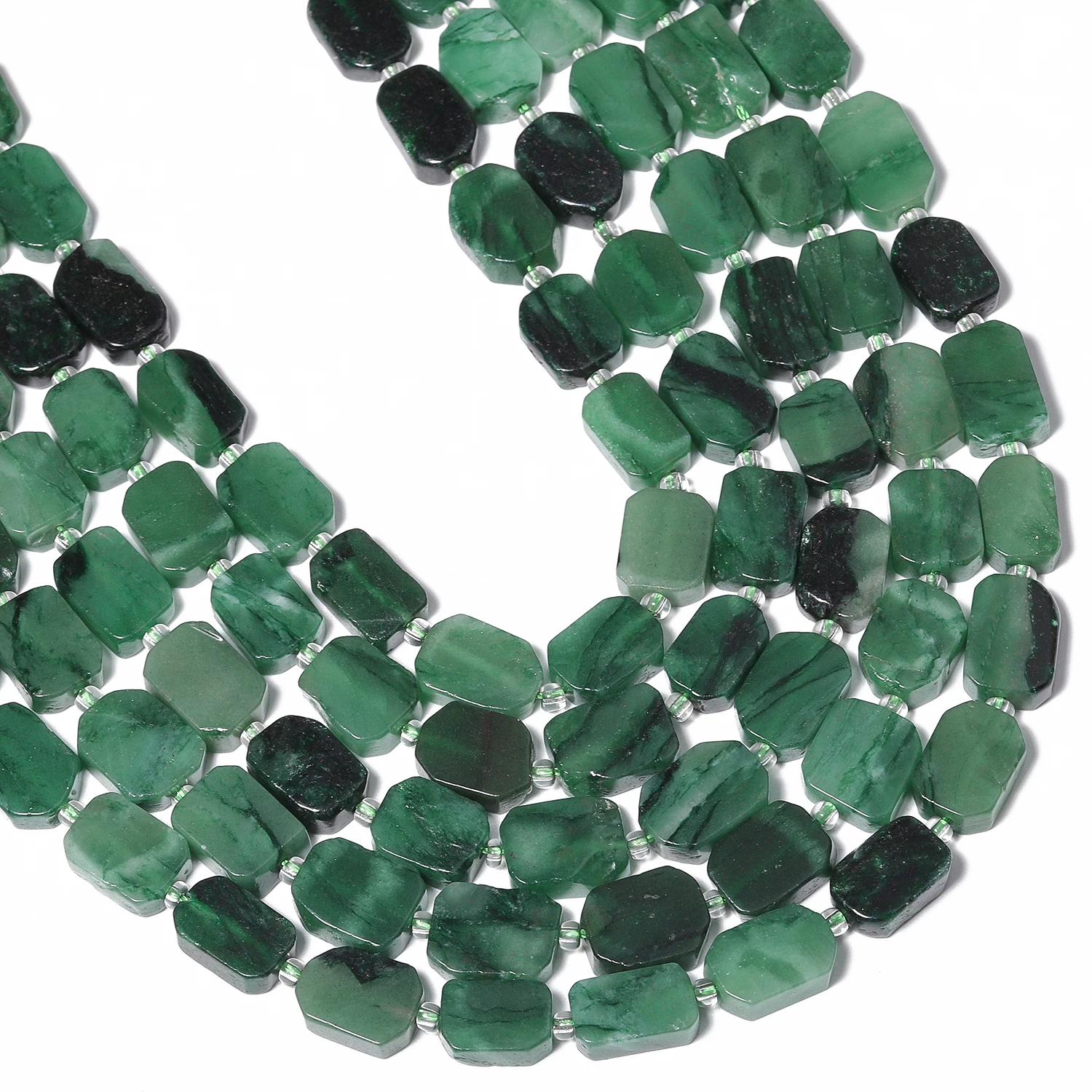 Gemas de Esmeralda verde Natural AAA de 12x8mm, cuentas de piedra con forma rectangular Irregular para fabricación de joyería, accesorios de pulsera Diy