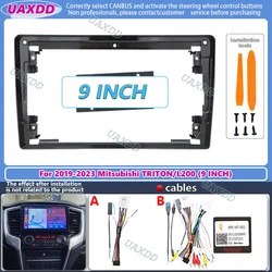9 Inch Car Frame Fascia Canbus Box Adapter For Mitsubishi Triton L200 2019-2023 Android Radio Dash Fitting Panel cable harness