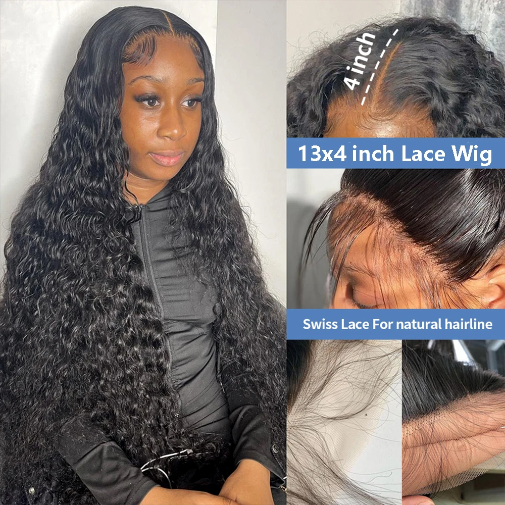 Water Kinky Curly 13x4 Lace Front Wigs 30 Inch Brazilian Loose Deep Wave HD Frontal Glueless Wig For Women Remy Human Hair Wigs