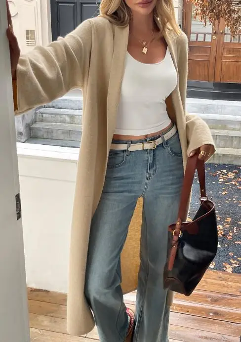 

Autumn & Winter Women's Clothing Vacation Style Casual Long Sleeve Sweater Coat Temperament Female Fashion Long Cardigan