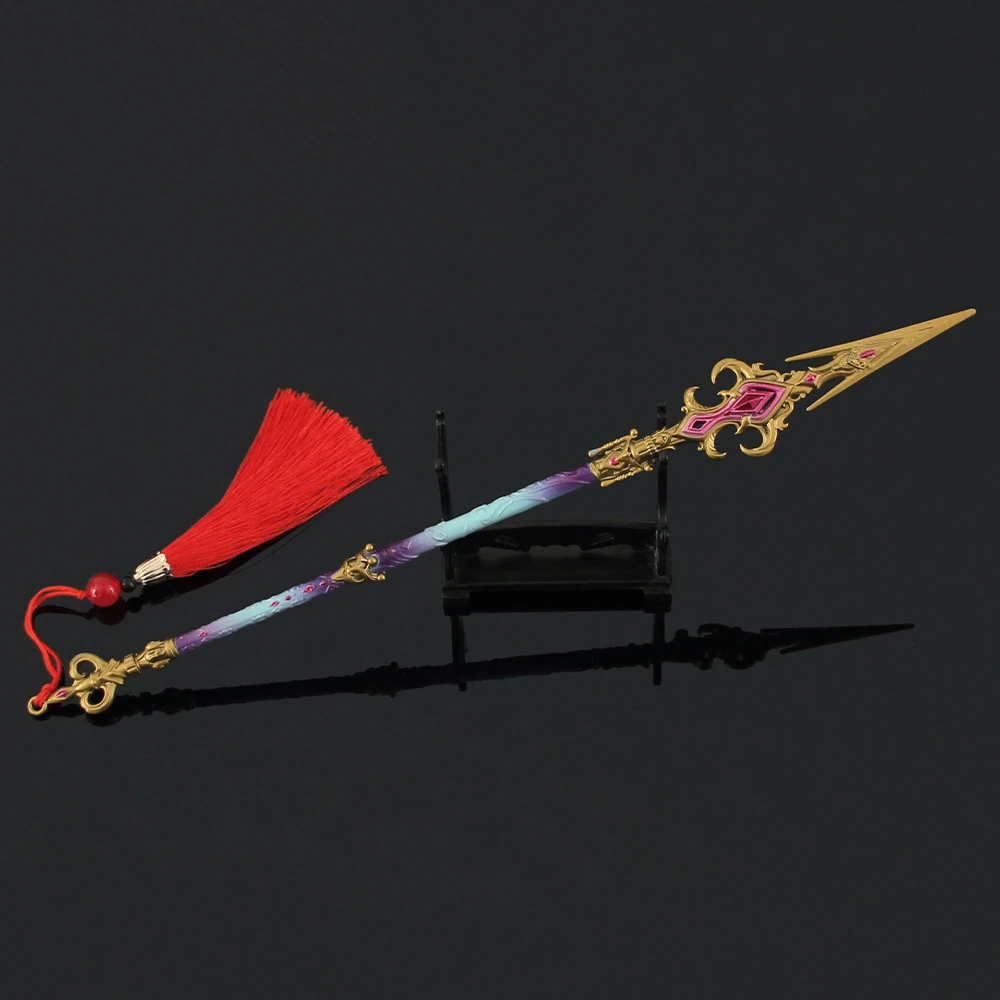 30Cm Fee Gekleurde Speer Wapen Naraka Bladepoint Game Perifere Metalen Model Ornament Prop Collectie Ambachten Gift Speelgoed Voor jongens