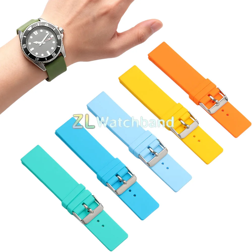 Silikonarmband für Omega, weiches Gummiband, Bonbonfarben, für Herren und Damen, 12 mm, 14 mm, 16 mm, 18 mm, 20 mm, 22 mm, 24 mm, Ersatzarmband-Zubehör