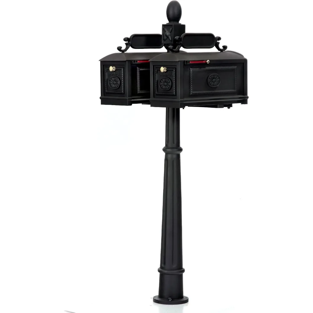 

Contemporary Decorative Cast Aluminum Double Better Box Mailbox Black