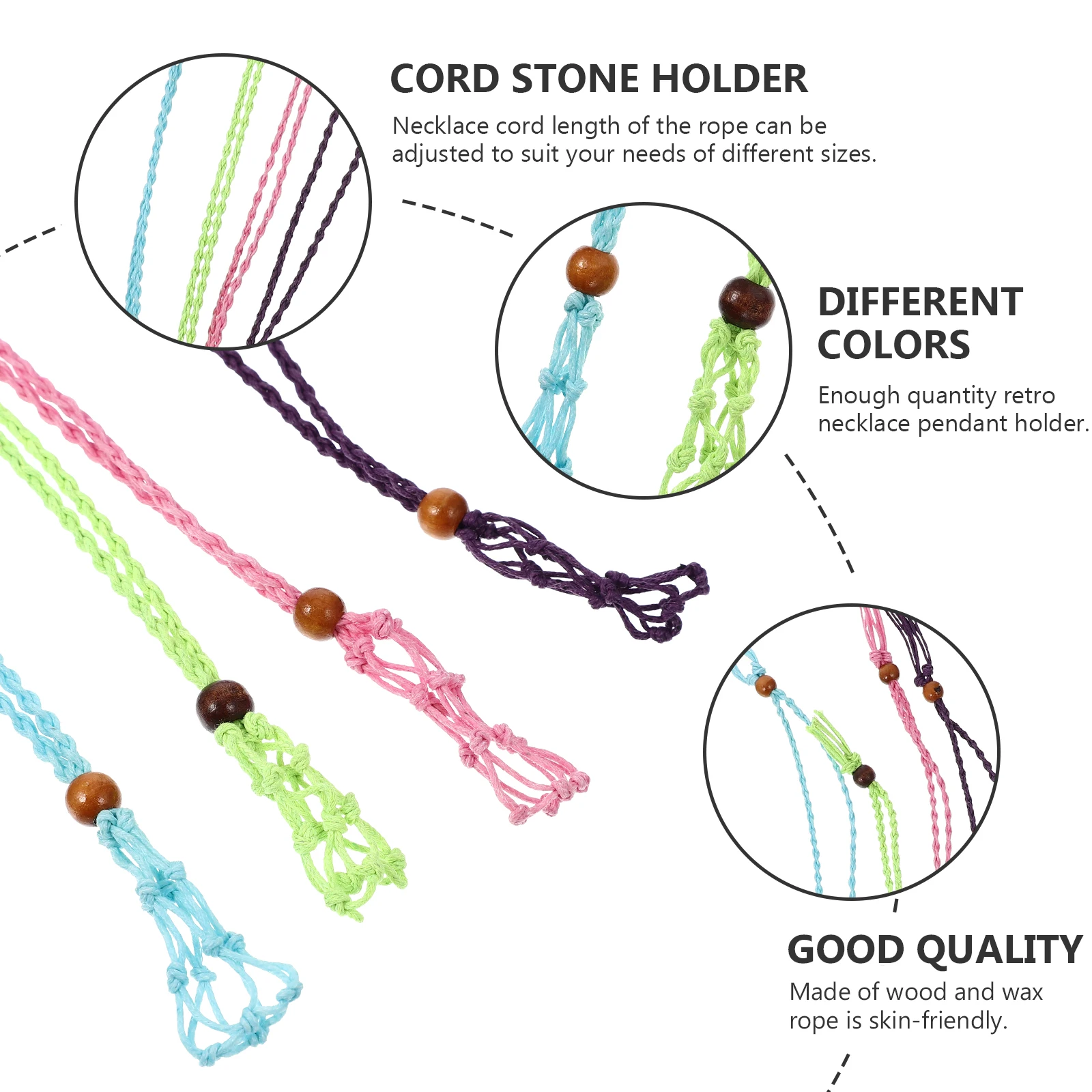 

4 Pcs Braided Necklace Pendant Empty Stone Holder Stones Vintage Decor Hanging Cage Woven Accessory Retro Hand-woven Rope