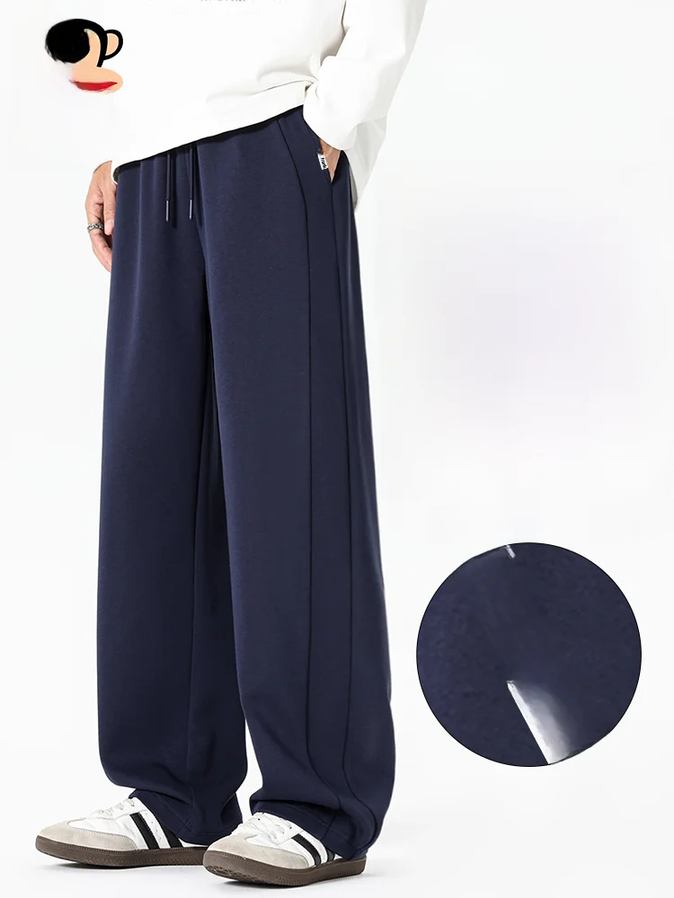 

Мужские повседневные брюки прямого кроя синего цвета, весна 2026, американский стиль, свободный крой, CleanFit, полиэстер, спандекс