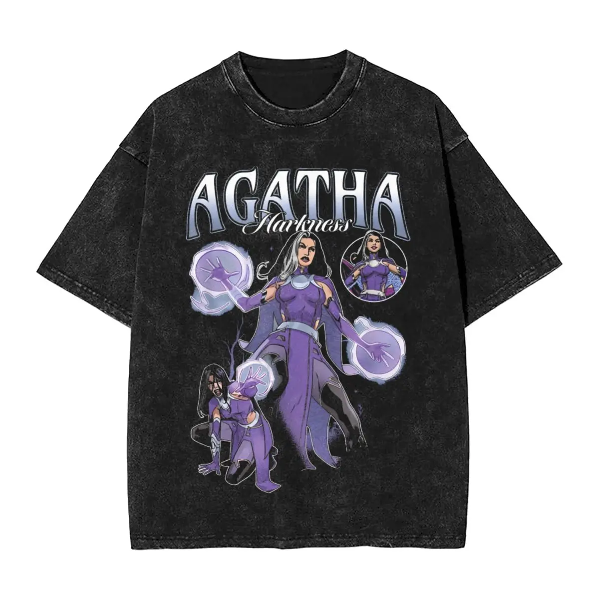 Agatha Harkness Multi Pose Washed T Shirts Streetwear Hip Hop Cool T-Shirt Tee Shirt for Men Women 100% Cotton Harajuku Summer