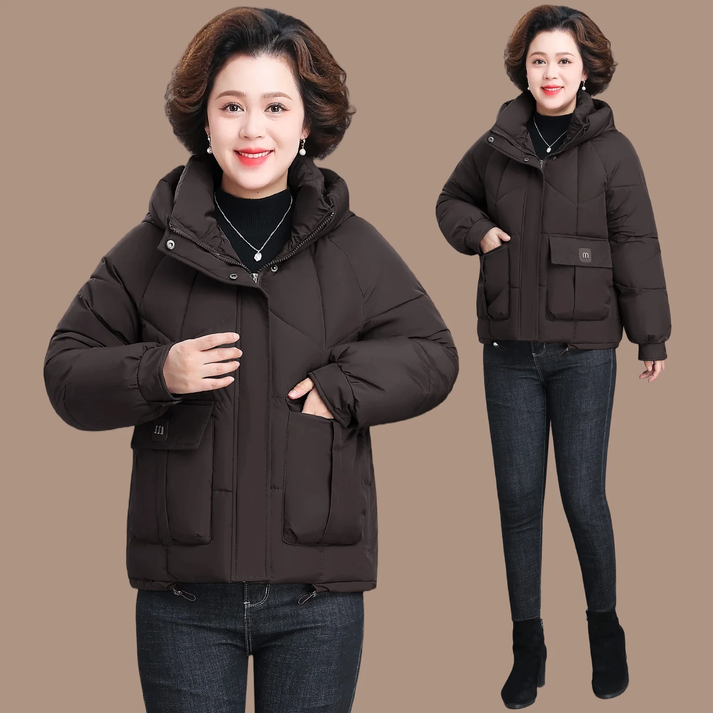 

Женская утепленная хлопковая куртка свободного кроя с капюшоном, модная, в корейском стиле, повседневная, ветрозащитная, теплая