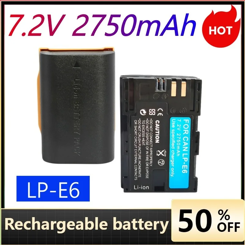 LP‑E6 7.2V 2750mAh Lithium Battery for Canon LP‑E6 E6N 5D Mark3 5D4 6D 6D2 7D2 80D 90D EOS 5D MarkⅡ 5D Camera Battery Batteries
