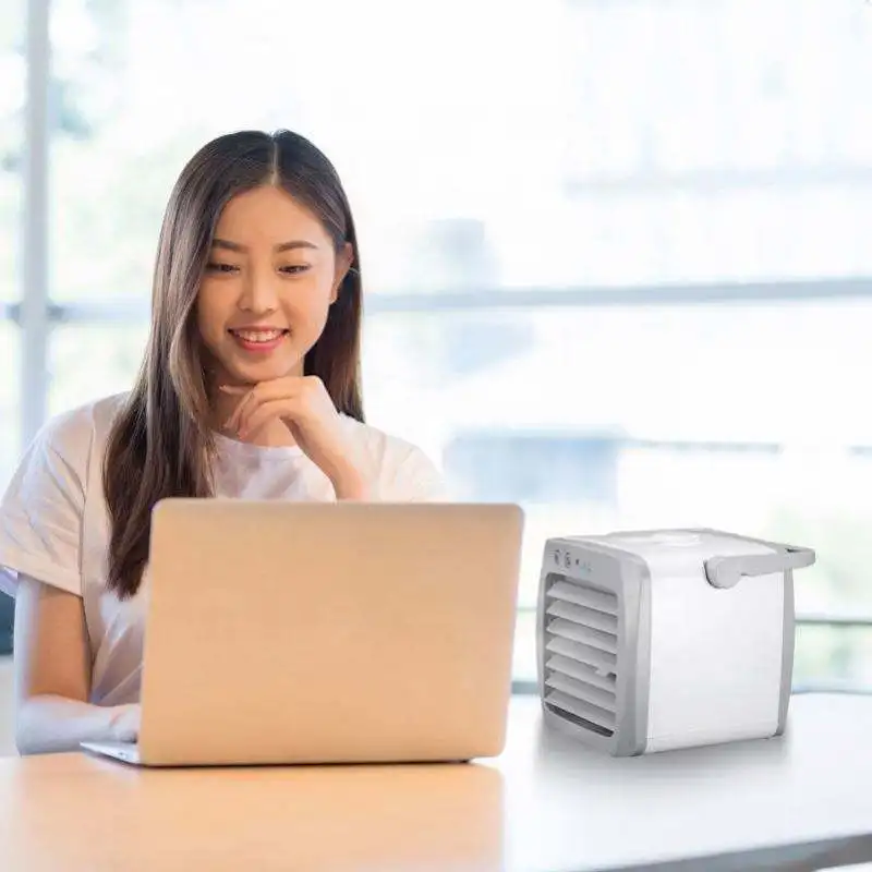 Mini Portable Air Conditioner Fan Light Humidifier Purifier USB Desktop Cooler Fan Cooling Quick Easy Cooling Fan