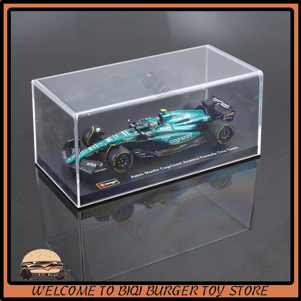 New 1:43 Bburago F1 Aston Martin Aramco F1 Team AMR23 2023 Car Model Dust Cover 14 Alonso #18 Stroll # Alloy Car Die Cast