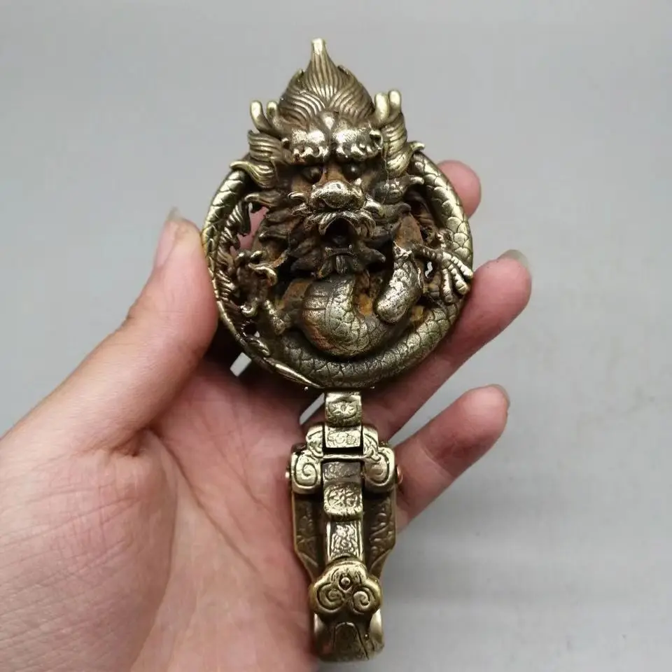 

Brass dragon four seas key chain Antique collection Bronze art key pendant pure copper strap buckle pendant