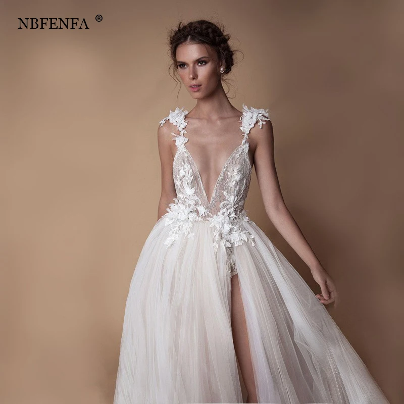 Vestidos de novia blancos con escote en V profundo para mujer, vestidos de novia elegantes, vestido largo sin espalda, vestido de fiesta de noche de graduación, vestidos formales