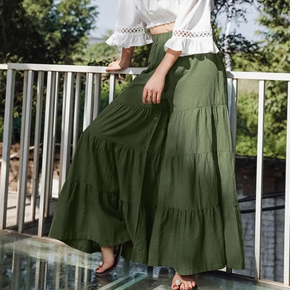 Casual Trousers Skirt Long Trousers Skirt Ankle-length Sliced Craft Women Wide Leg Pants Layered Women Pants Skirt Layered Skirt