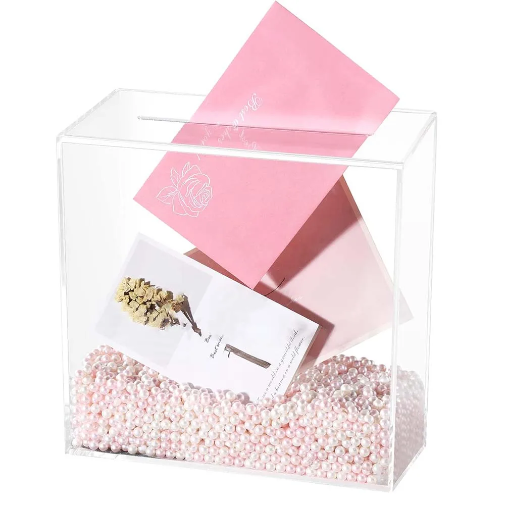 

Acrylic Card Box with Slot, Clear Envelope Gift Box for Wedding Bridal Shower Party