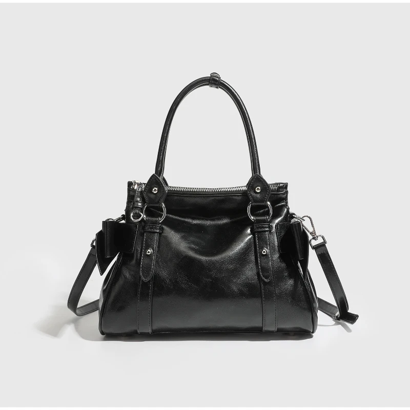 

Brand Bow-tie Women Handbag Retro Fashion High-quality Pu Motorcycle Bag Large Capacity Commuter Shoulder Crossbody Bag Tote Bag