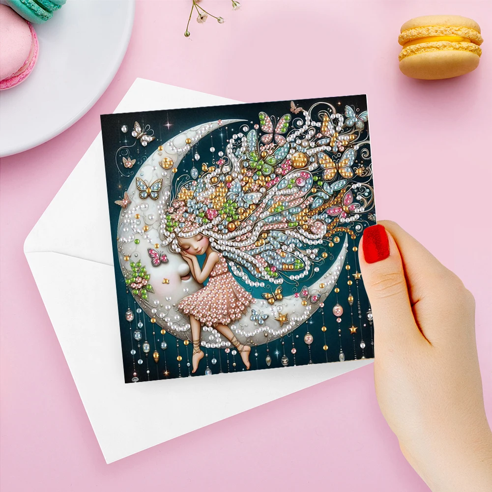 6 قطعة بطاقة هدية اللوحة الماسية DIY 5D حجر الراين الفنون تحيات عيد ميلاد بطاقة اليدوية الماس اللوحة تحية شكرا لك بطاقة #3