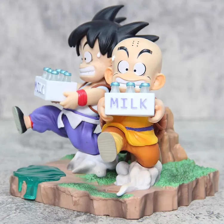 Hoge kwaliteit Dragon Ball karakter perifere kindertijd Goku Krillin melklevering scène figuur desktop ornamenten model speelgoed cadeau