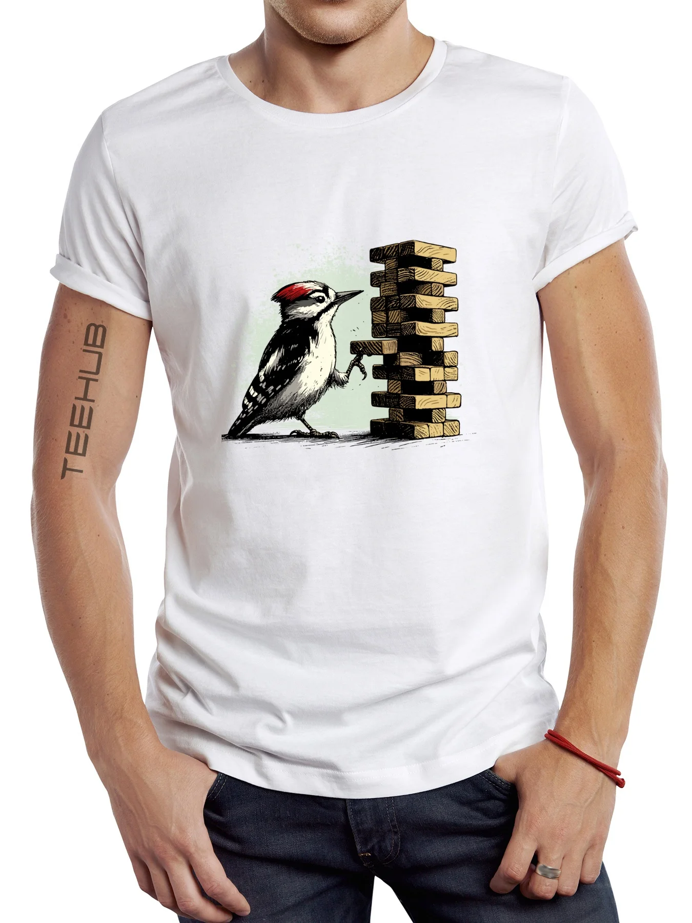 

2024 New TEEHUB Hipster Man T-Shirt Fashion Woodpecker Printed Tops Short Sleeve Cool Tee