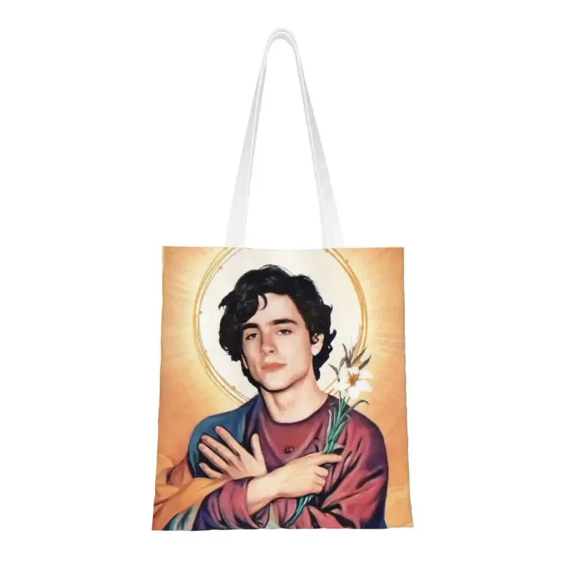 

Saint Timothee Chalamet Groceries Tote Shopping Bag Women Fashion 90s TV Actor Canvas Shoulder Shopper Bag Big Capacity Handbags