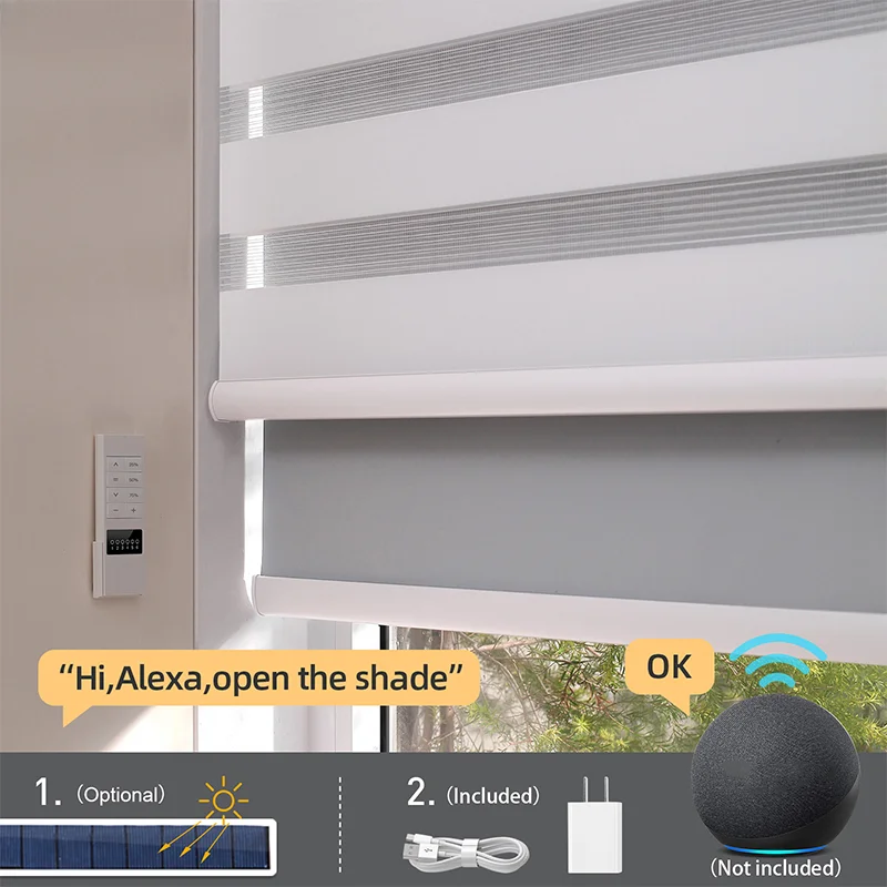 smart blinds alexa motorized day and night zebra roller curtain fabric shades zebra window blinds automatic blinds