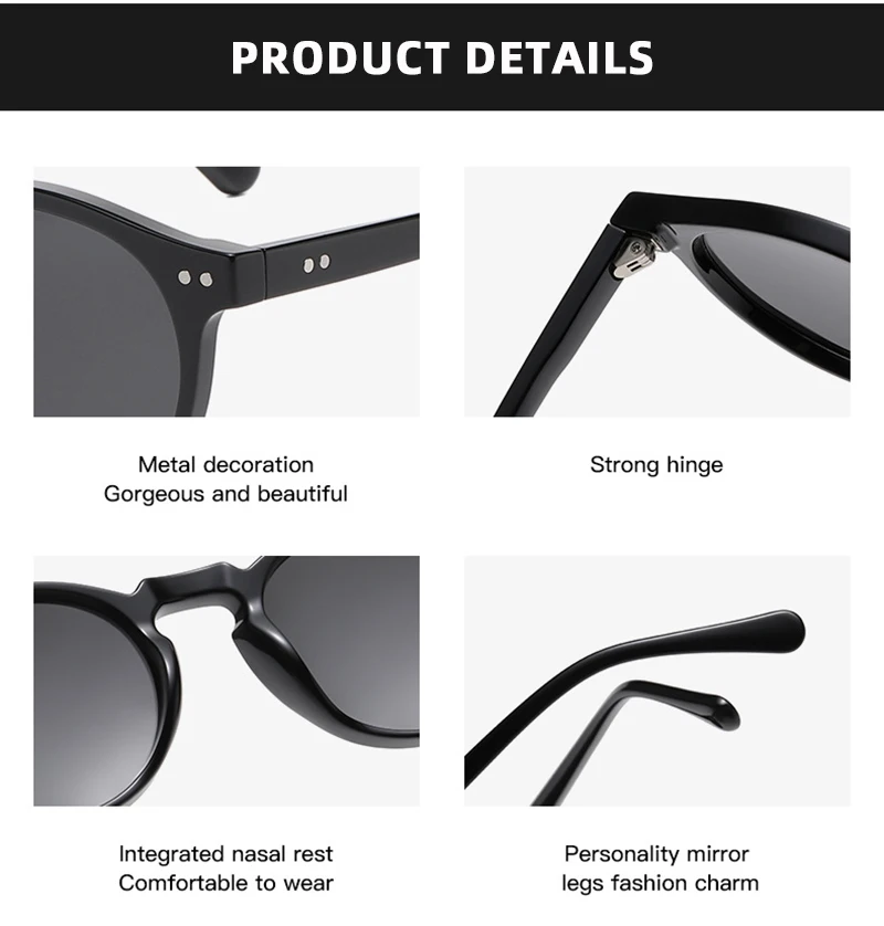 Retro Runde Polarisierte Sonnenbrille Männer Frauen Klassische Geschenke Sonnenbrille Männliche Mode Alle Jahreszeiten Driving Shades – Detail 4