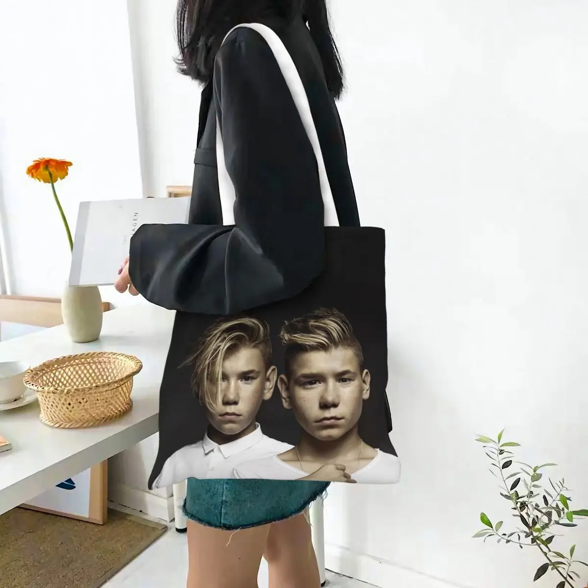 Marcus And Martinus Sweden Norway Eurovision Shopping Bags Canvas The Tote Bag Foldable for Ladies Shoulder Tote Travel Handbag