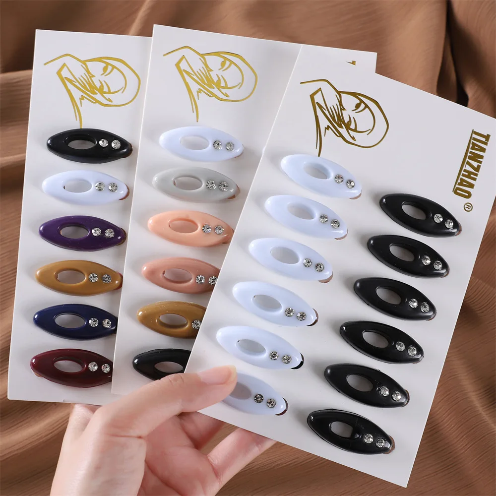 12 Pcs Oval Rhinestones Scarf Hijab Pins Safety Pin Plastic Girls Ladies Dressing Accessories Brooches For Women Scarf Pins