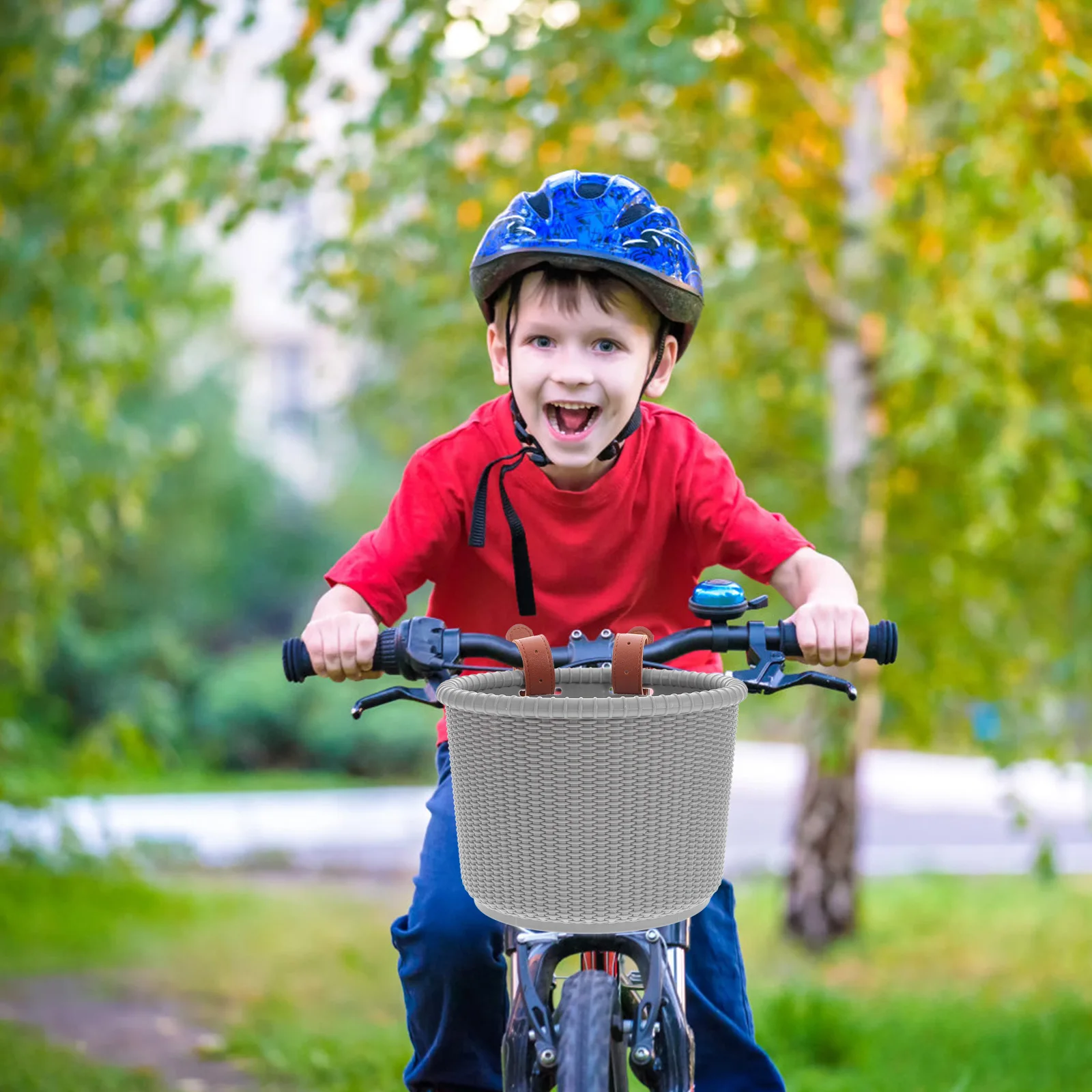 

Sturdy Bike Front Basket Plastic Kids Bicycle Scooter Storage Container Easy Installation Belt Thicken Durable Outdoor Cycling