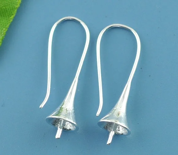 8 계절 구리 귀 와이어 후크 귀걸이 결과 꽃 실버 컬러 수제 보석 (적합 8mm 구슬) 26mm(1 \