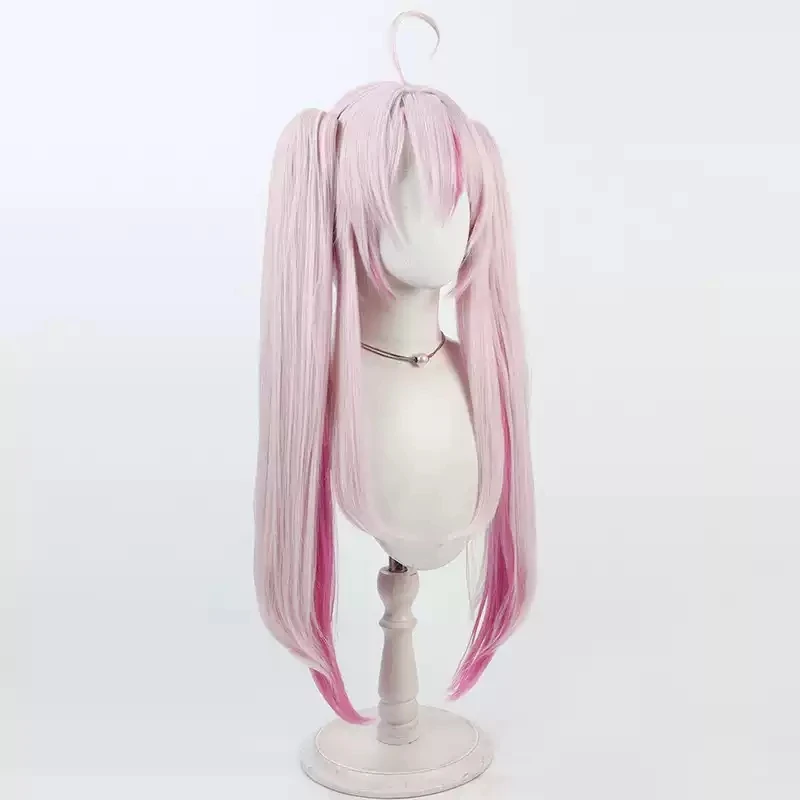 Virtual YouTuber Na Sera Cosplay Wig 80cm Long Pink Mixed Hot Pink Ponytail Heat Resistant Synthetic Hair Halloween Party Role
